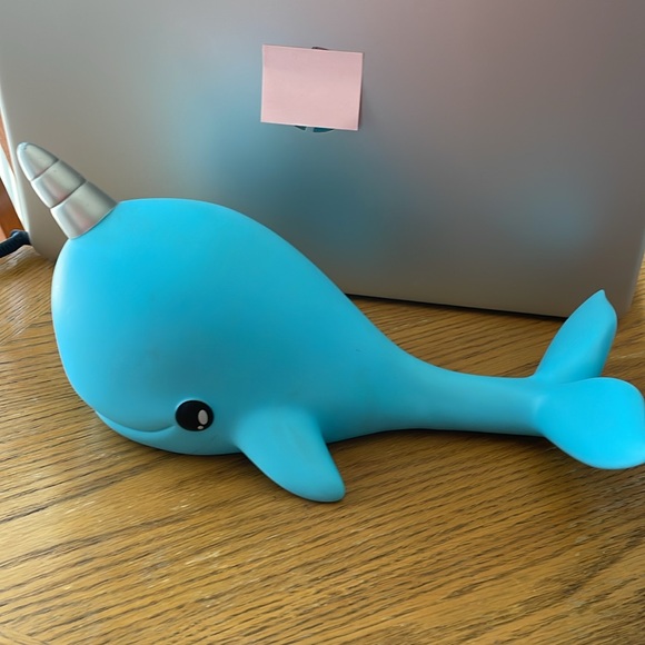 iscream Turquoise Silver Horn Narwhal 10.25" Muli-Colored LED Night Light - Picture 2 of 7